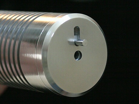 Detailed view of the RPL laser head and aperture shutter