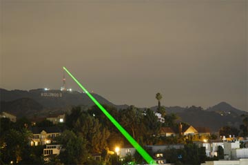 Laser pointed at Hollywood sign